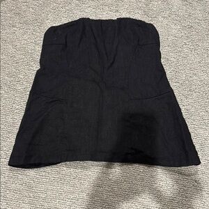 DISSH Black Strapless Linen Blend Top